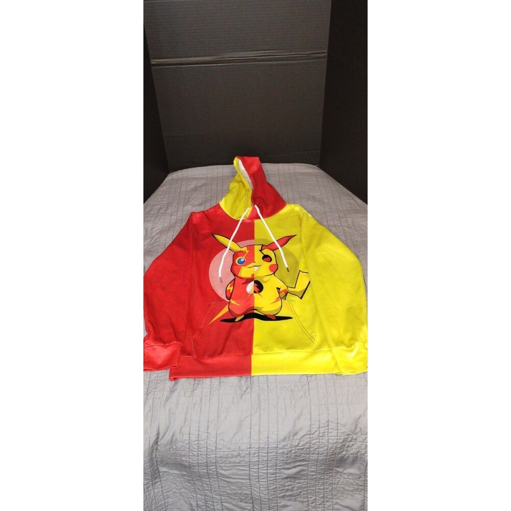 Pokémon Pikachu Red/Yellow Graphic Pullover Hoodie Kids Unisex S Polyester